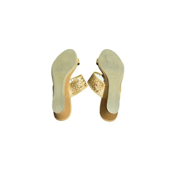 Cole Haan tan leather wedge sandal sz 9.5 - Picture 6 of 7